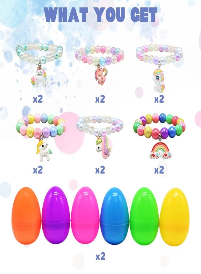 LUKBERA 12Pcs Easter Eggs Filled with Beads Bracelets, Beaded Bracelet Pretend Jewelry Surprise Toys for Girls Play Dress Up Easter Egg Hunt Easter Basket Stuffers Classroom Rewards - Image 2